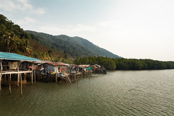 Fototapeta na wymiar Coastal fishing village at Ko pha ngan , Thailand