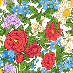 Deurstickers Vintage flowers seamless pattern. Stock illustration. © Elen  Lane