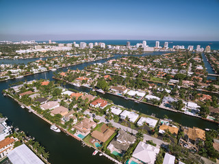 Aerial view of Fort Lauderdale Las Olas Isles, Florida, USA - 171732680
