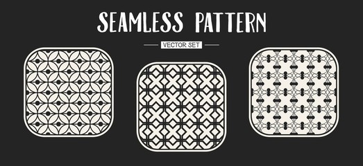 Abstract concept vector monochrome geometric pattern. Black and white minimal background. Creative illustration template. Seamless stylish texture. For wallpaper, surface, web design, textile, decor.