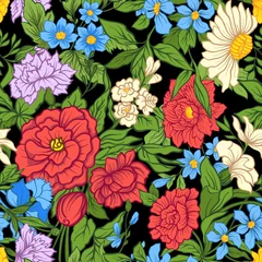 Fototapeten Vintage flowers seamless pattern. Stock illustration. © Elen  Lane