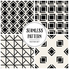 Abstract concept vector monochrome geometric pattern. Black and white minimal background. Creative illustration template. Seamless stylish texture. For wallpaper, surface, web design, textile, decor.