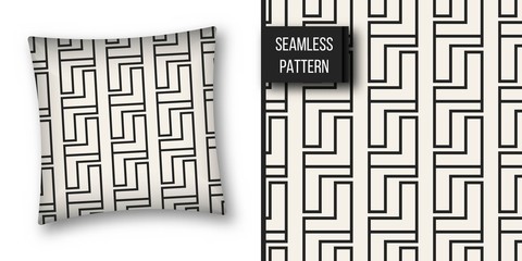 Abstract concept vector monochrome geometric pattern. Black and white minimal background. Creative illustration template. Seamless stylish texture. For wallpaper, surface, web design, textile, decor.