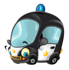 Cartoon police car - isolated - illustration for children
