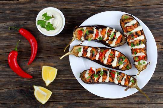 Delicious Quinoa Mushrooms Tomato Stuffed Eggplant