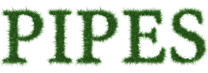Pipes - 3D rendering fresh Grass letters isolated on whhite background.
