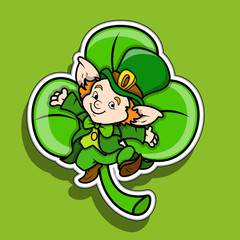 Cute Kid Leprechaun Dancing - Patrick's Day Sticker