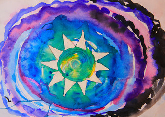 Naklejka premium Abstract picture painted by color pencils