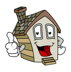 Cartoon House Showing Thumbs Up Vector