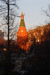 Moscow Kremlin. Blue sky background.