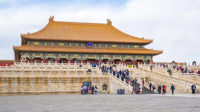 Time Lapse video crowd of tourist in Forbidden city landmark of Beijing city, China, Timelapse, 4K