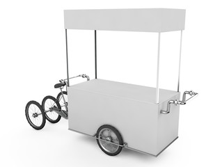 Vintage ice cream bicycle cart bus 3d illustration. © vadarshop