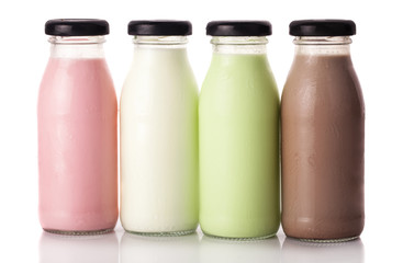 Milks in the bottles