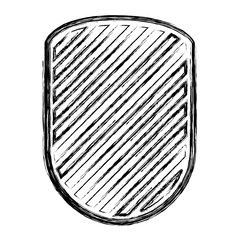 rounded shield in monochrome blurred contour and striped vector illustration