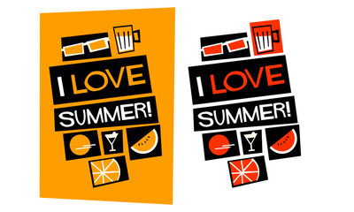 Fototapeta na wymiar I Love Summer! (Vector Illustration in Flat Style Poster Design)