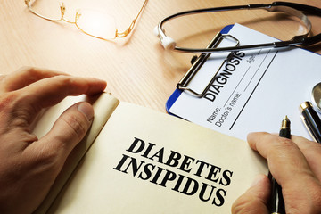 Book about Diabetes insipidus and diagnosis form.