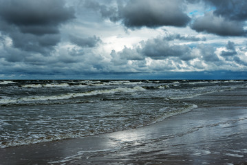 Windy day at Baltic sea, near Liepaja, Latvia.