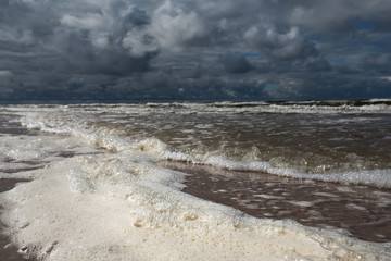 Windy day at Baltic sea, near Liepaja, Latvia.