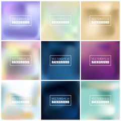 Abstract Creative concept vector multicolored blurred background set. For Web and Mobile Applications, art illustration template design, business infographic and social media, modern decoration