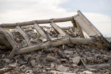 Collapsed industrial building