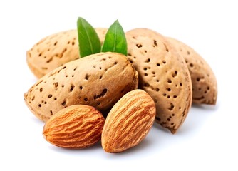 Almonds with leaves