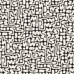 Seamless pattern with maze lines. Monochrome abstract background. Vector hand drawn labyrinth.