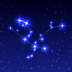 Naklejka premium The Constellation Of Andromeda in the night starry sky. Vector illustration of the concept of astronomy.