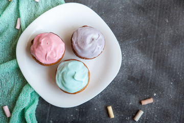 Pastel coloured cupcakes for Easter