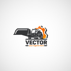 Construction loader with bucket and gear. © unien