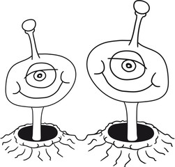 freunde 2 team paar loch krater boden astereoid mond mars comic cartoon süß niedlich klein horror halloween grusel ausserirdischer grey cool aliens Ufo © Style-o-Mat-Design