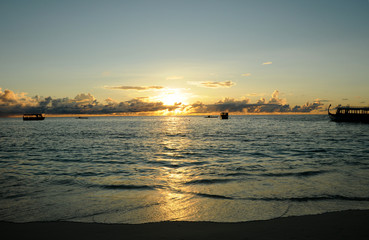Beautiful Golden Sunset or Sunrise over the Ocean