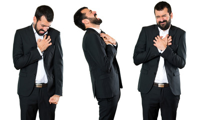 Set of Handsome businessman with heart pain