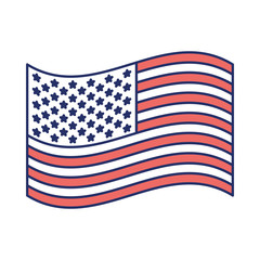 Fototapeta premium flag united states of america waving design color sections silhouette on white background vector illustration