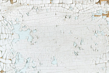 Background of white painted board, cracked surface