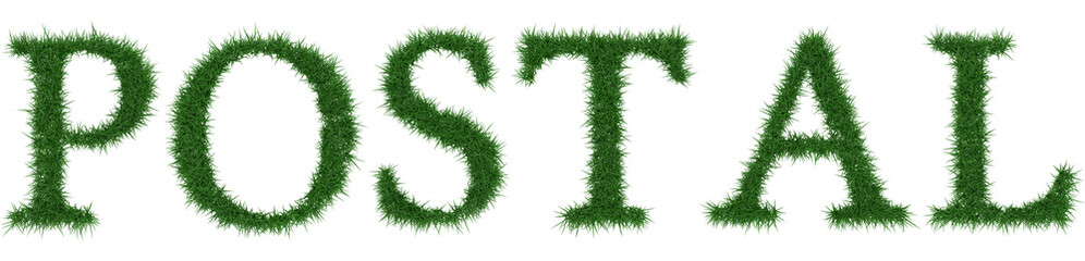 Postal - 3D rendering fresh Grass letters isolated on whhite background.