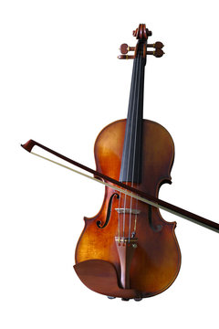 Beautiful vintage violin isolated on white background, clipping path