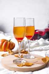 Autumn arrangement with wine