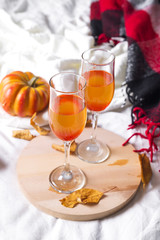 Autumn arrangement with wine