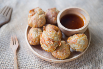 Shrimp ball served with sweet sauce