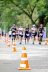 Stock Photo - Blurr group of marathon racers running