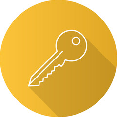 Key flat linear long shadow icon