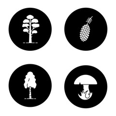 Trees glyph icons set