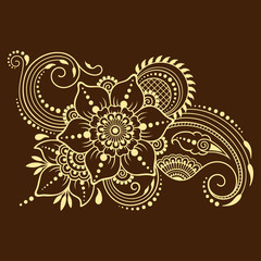 Henna tattoo flower template. Mehndi style. Set of ornamental patterns in the oriental style.