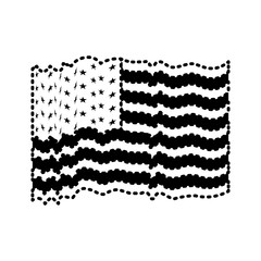 flag united states of america with several wave black silhouette on white background vector illustration