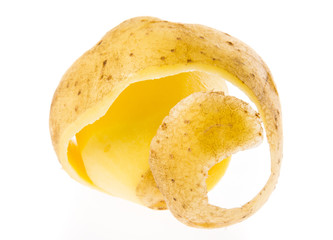 a fresh raw potatoe on a white background