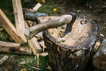 Obraz premium Axe in the stump