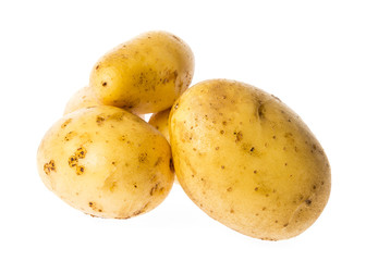 a fresh raw potatoes on a white background