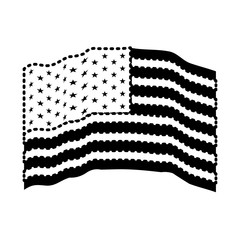 flag united states of america waving black silhouette on white background vector illustration