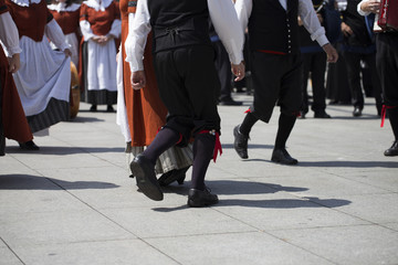 Obraz premium Welsh folk-dancer company