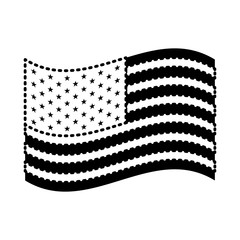 flag united states of america waving design black silhouette on white background vector illustration
